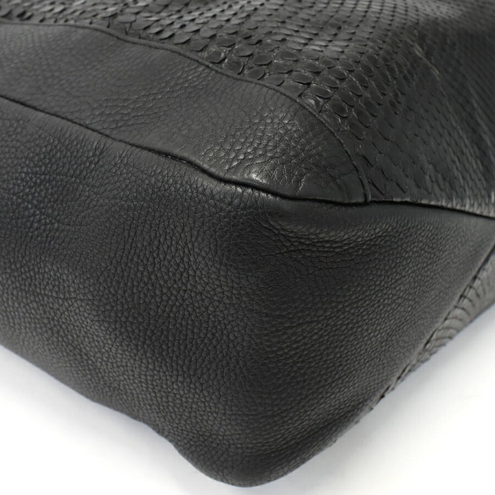 Gucci Shoulder Black Leather Python Bag - image 5